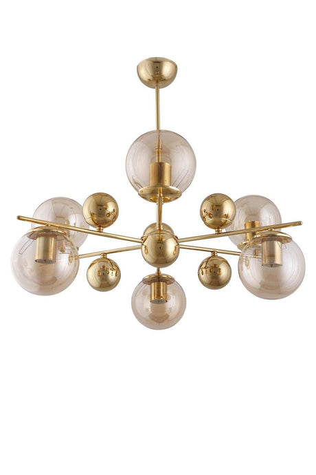 Salkım 6 Gold Yellow Honey Glass Pendant Lamp Chandelier - Çakır Chandelier - Swordslife