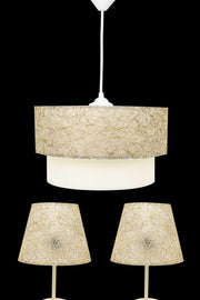 Salmon Gold String Bedroom Lampshade And Chandelier Set - Swordslife