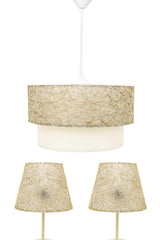 Salmon Gold String Bedroom Lampshade And Chandelier Set - Swordslife