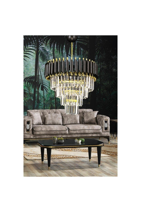 Salon Esszimmer Tisch Kronleuchter Tabut Kristal Stone Black Gold Farbe Kronleuchter 45*85 Lux Luxus Kronleuchter - Swordslife