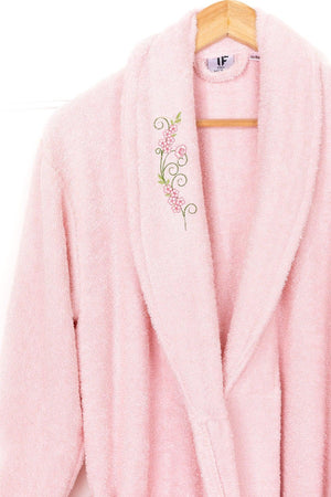 Salyaka Embroidered Bathrobe 100% Cotton Powder - Swordslife