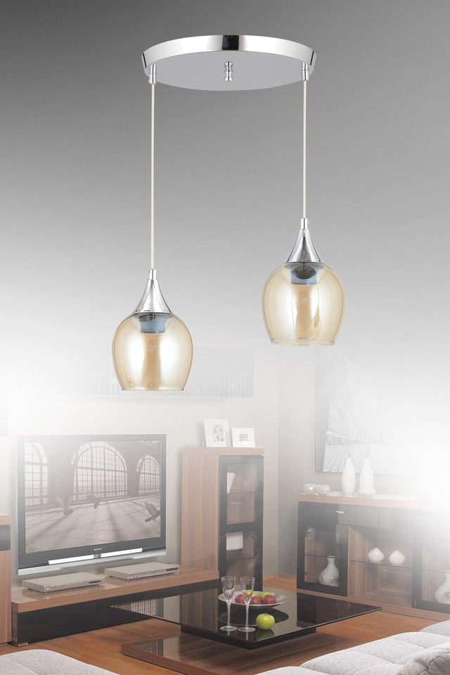 Sante 2-Set Chrome Honey Glass Modern Pendant Chandelier - Swordslife