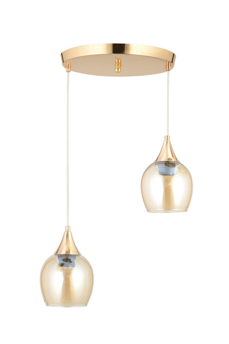 Sante 2 Pcs Gold Honey Glass Modern Pendant Chandelier - Swordslife