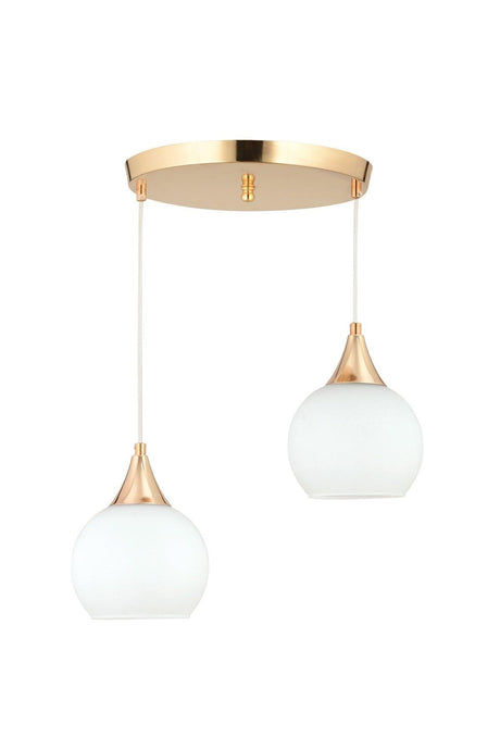 Sante 2 Pcs Gold White Glass Modern Pendant Chandelier - Swordslife