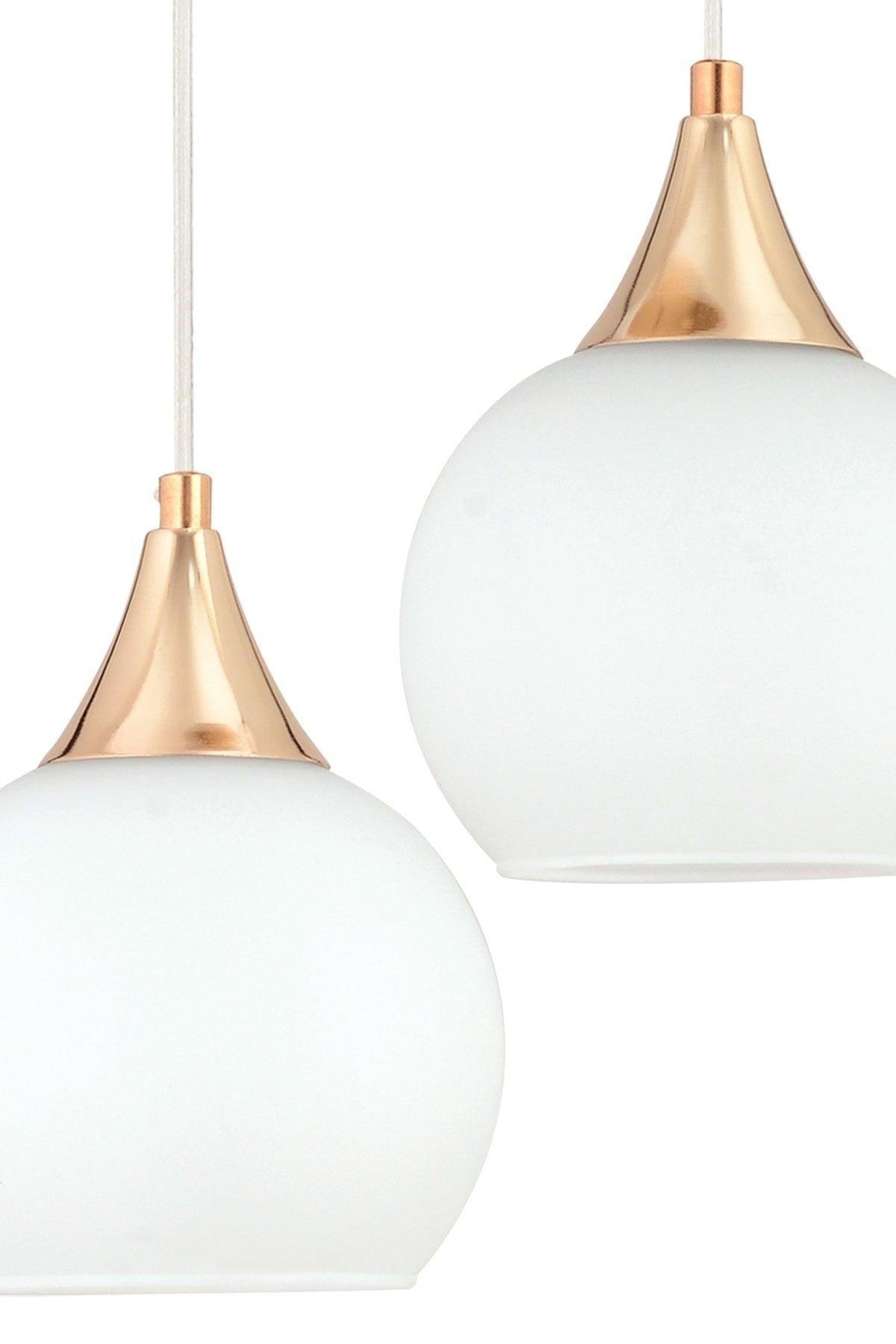 Sante 2 Pcs Gold White Glass Modern Pendant Chandelier - Swordslife