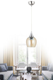 Sante Single Chrome Honey Glass Modern Pendant Chandelier - Swordslife