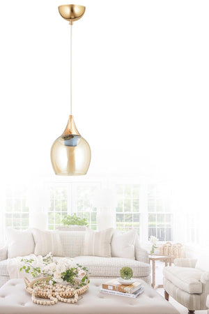 Sante Single Gold Honey Glass Modern Pendant Chandelier - Swordslife