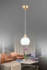 Sante Single Gold White Glass Modern Pendant Chandelier - Swordslife