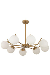 Sara 8Li Älteres gefärbtes weißes Glas Modern Young Room Dining Tisch Top Salon Chandelier - Swordslife