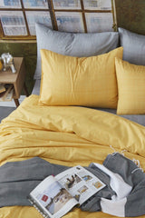 Yellow Gray Double Sided Double Duvet Cover Set - Swordslife