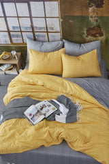 Yellow Gray Double Sided Double Duvet Cover Set - Swordslife