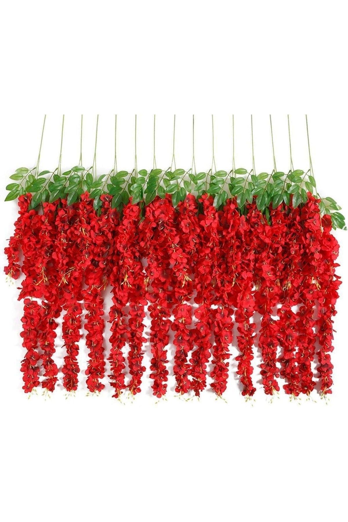 Dangling Artificial Flower Acacia Red 80 Cm 12 Pieces Vineyard With 3 Dangling Branches - Swordslife