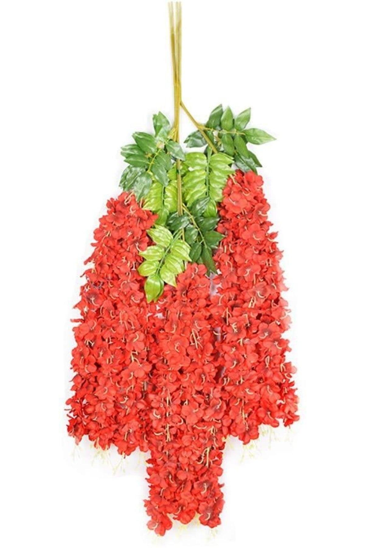 Dangling Artificial Flower Acacia Red 80 Cm 12 Pieces Vineyard With 3 Dangling Branches - Swordslife