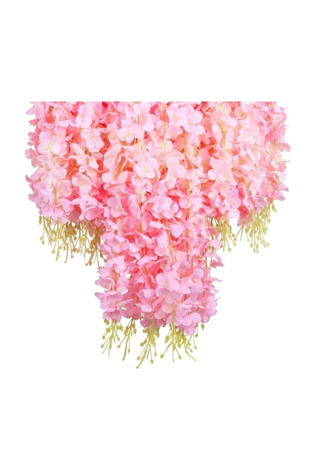 Suspended Artificial Flower Acacia Pink 80 Cm 12 Vineyards With 3 Dangling Branches - Swordslife