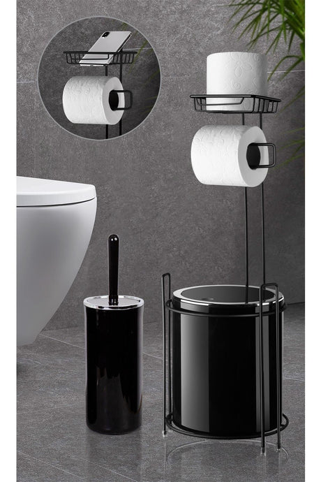 Black Backed Wc Paper Holder - Round Black