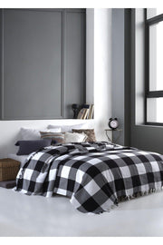 Scotch Black-White Double Pique 200 x 220 cm Sofa Bed Sofa Cover Cotton Woven - Swordslife