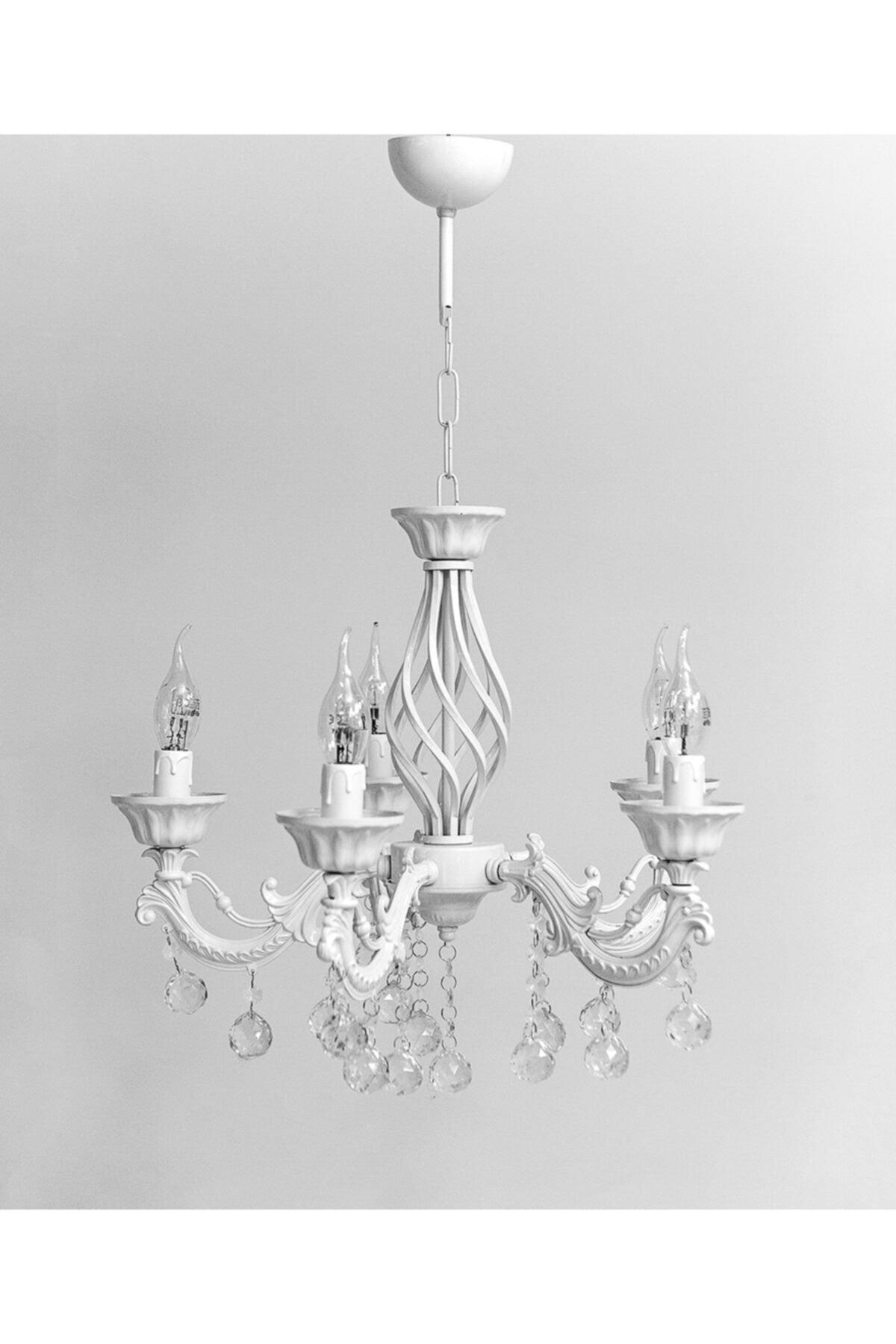 Deniz 5 Arm Cast White Stone Chandelier - Swordslife