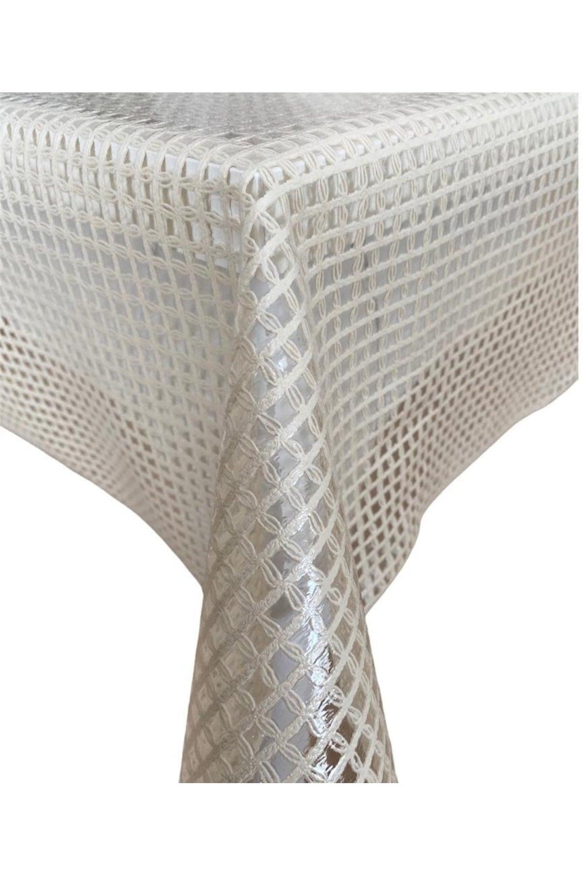 Transparent Coated Knitted Straw Patterned Pvc Oilcloth Table Cloth Cream - Swordslife