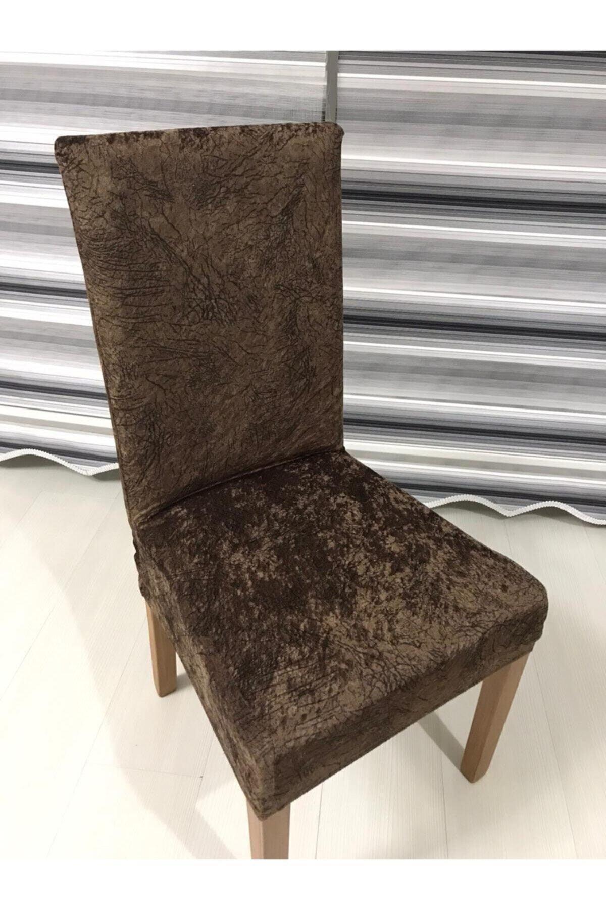 Silk Velvet Brown Color Chair Cover Vein