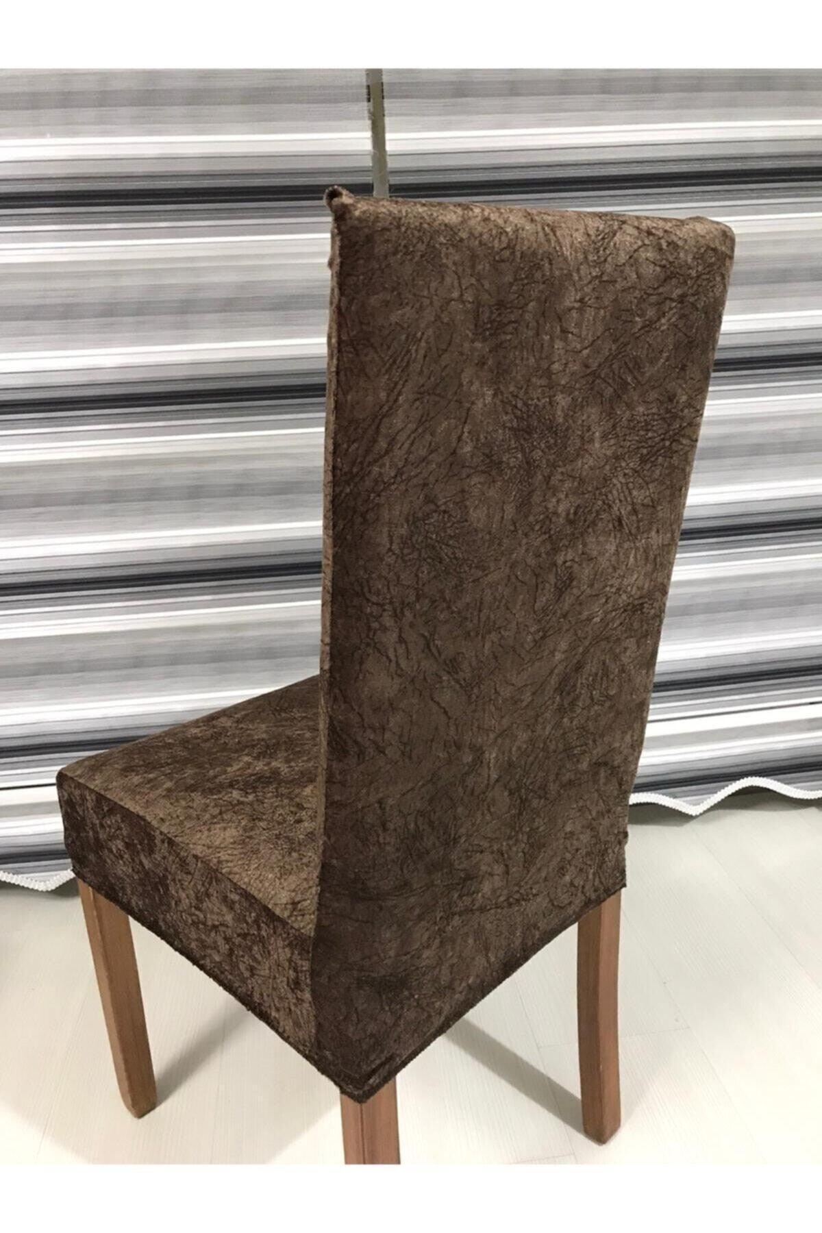 Silk Velvet Brown Color Chair Cover Vein
