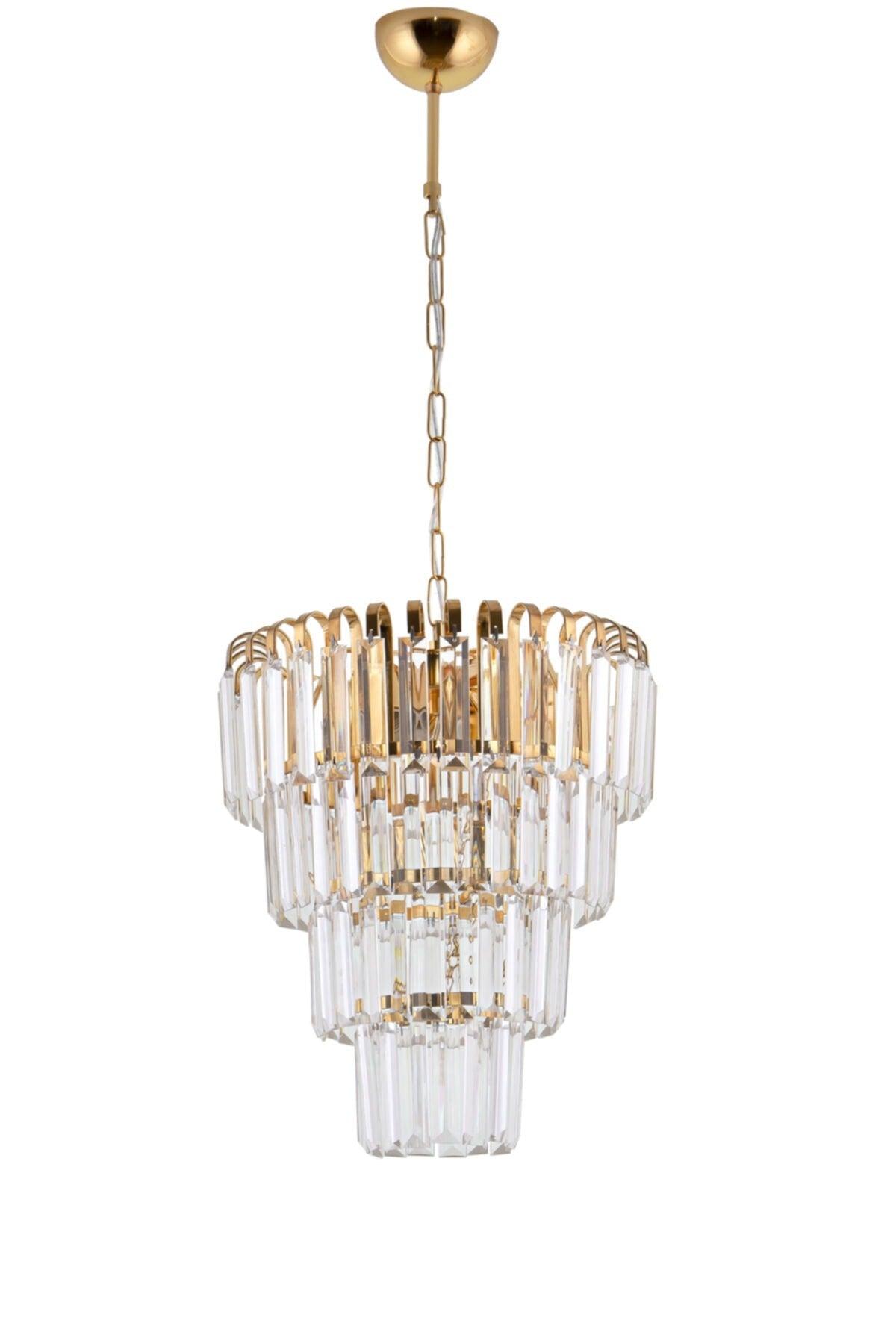 Waterfall 35 Lux 4 Tiered Yellow (gold Gold) Pendant Chandelier - Çakır Chandelier - Swordslife