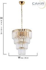 Waterfall 35 Lux 4 Tiered Yellow (gold Gold) Pendant Chandelier - Çakır Chandelier - Swordslife