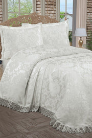 Greenhouse Jacquard Chenille French Lace Double Bedspread (ecru) - Swordslife
