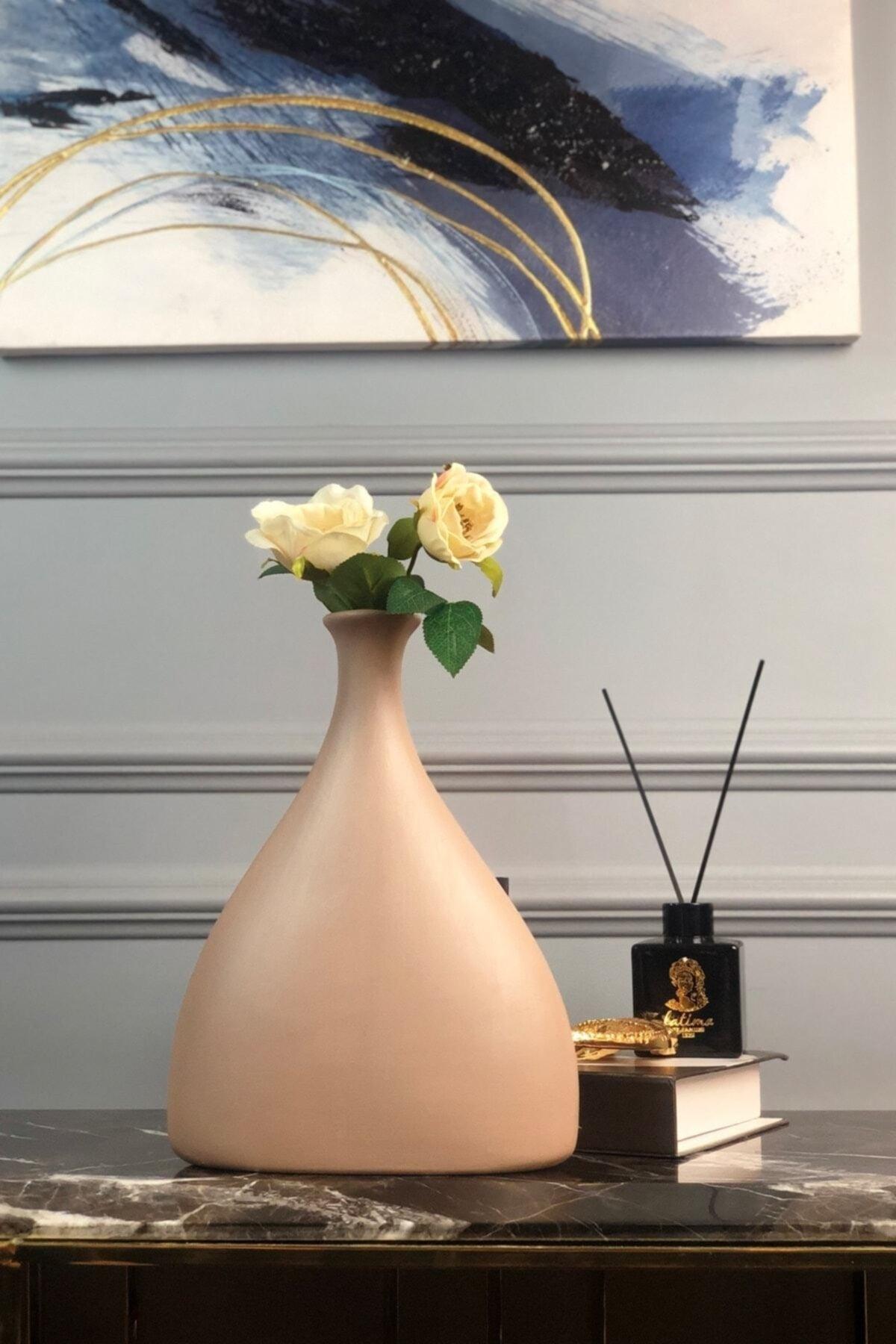 Ceramic Asymmetrical Handmade Vase-powder Color - Swordslife