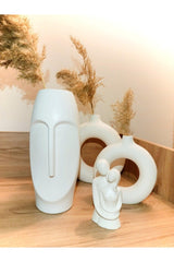 Set of 3 Bohemian White Set 2 Pieces Round Vase 1 Piece Stanoface Vase Dear Trinket - Swordslife