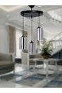 Set of 3 Smoked Glass Black Chandelier - Swordslife