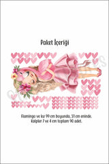 Loving Girl Flamingo And Hearts Kids Room Wall Sticker Set - Swordslife