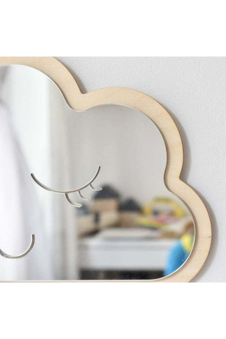 Cute Smiling Face Cloud Mirror Decorative Kids Room Non-Cut Mirror - Swordslife