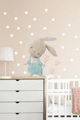 Cute Heart Rabbit Blue Overalls Wall Sticker Set - Swordslife