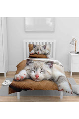 Cute Cat 3d Patterned Single Duvet Cover Set - Swordslife