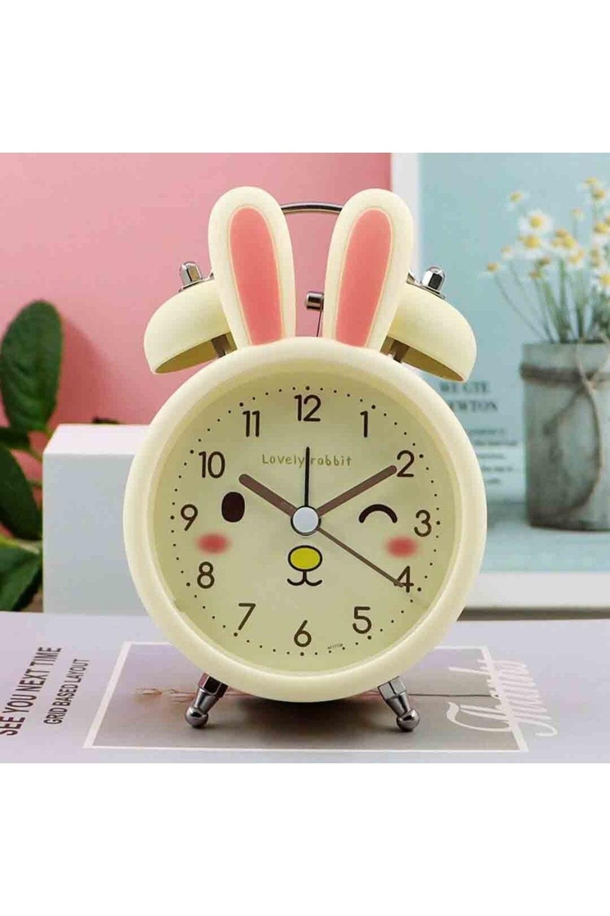 Cute Rabbit Ears Flowing Seconds Double Bell Alarm Clock Desk Clock - Swordslife