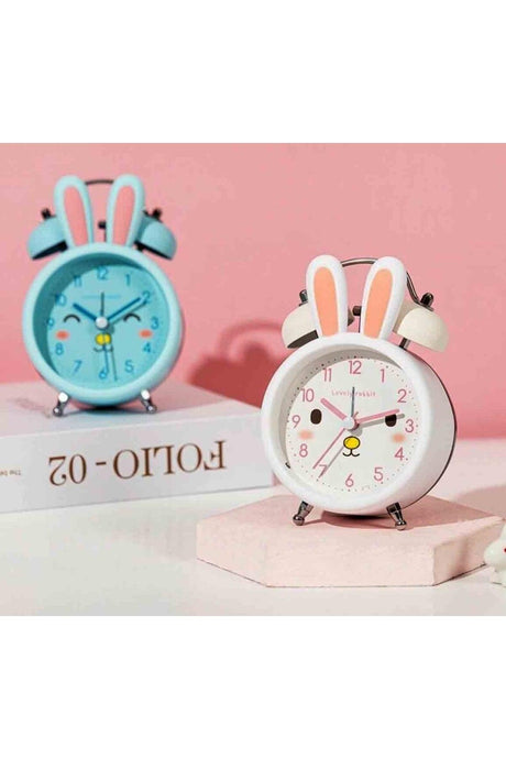 Cute Rabbit Ears Flowing Seconds Double Bell Alarm Clock Desk Clock - Swordslife