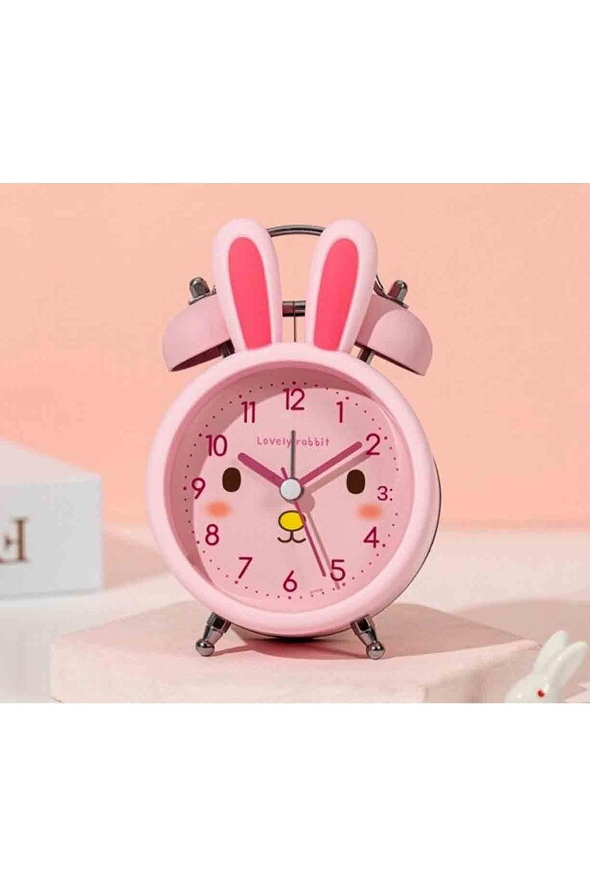 Cute Rabbit Ears Flowing Seconds Double Bell Alarm Clock Desk Clock - Swordslife