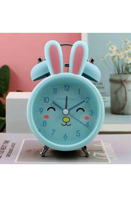 Cute Rabbit Ears Flowing Seconds Double Bell Alarm Clock Desk Clock - Swordslife