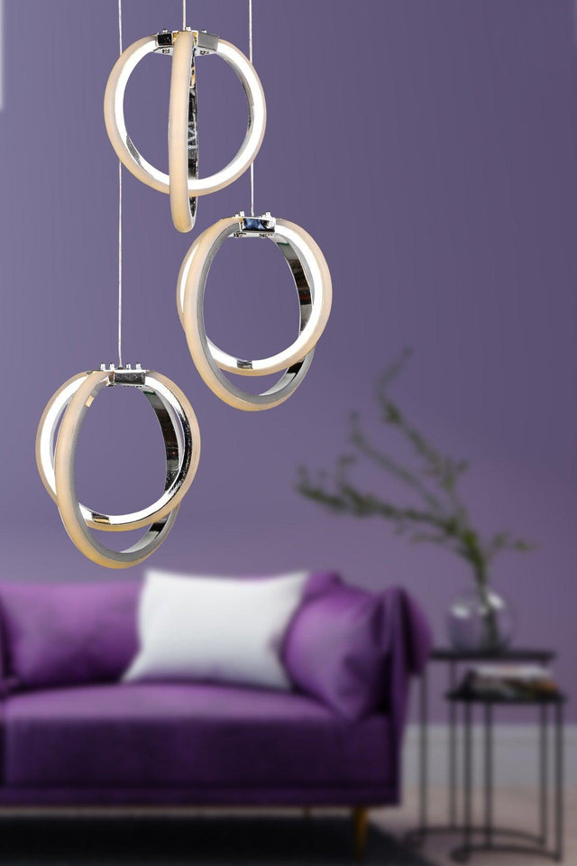 Sezen Led 3rd Chandelier Chrome - Swordslife