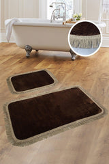 Shareton Cornered Brown 2 Piece Bath Mat Set
