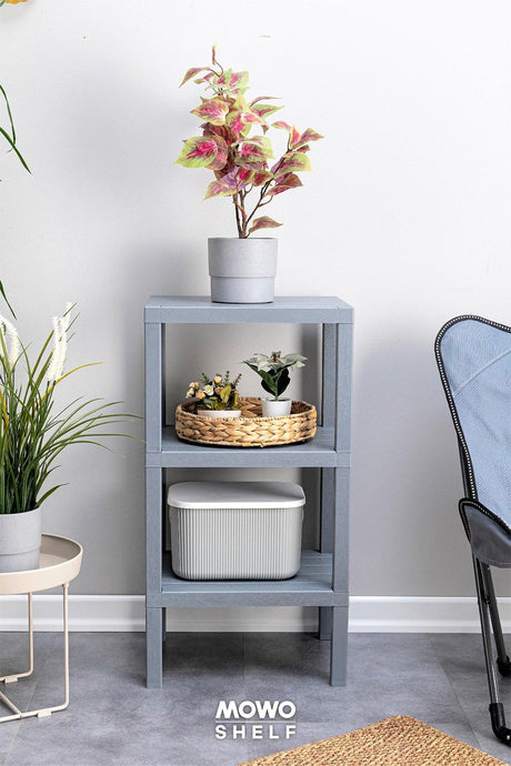 Shelf 3-Tier Organizer Plastic Shelf Unit Grey, Bookshelf, Bathroom, Kitchen Shelf. Shoe cabinet - Swordslife