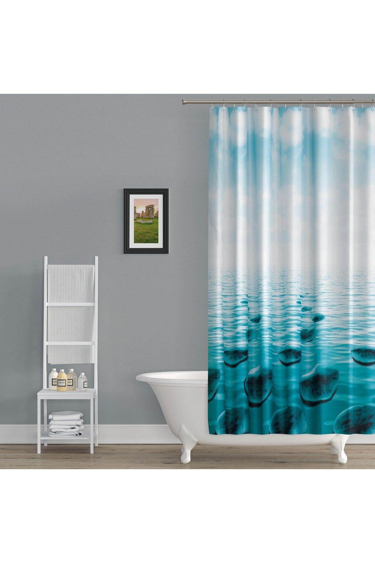 Shower Curtain Mildew Resistant Polyester Fabric Bathroom Curtain Single Sash Bathroom Decoration Curtain 180x200 Cm - Swordslife