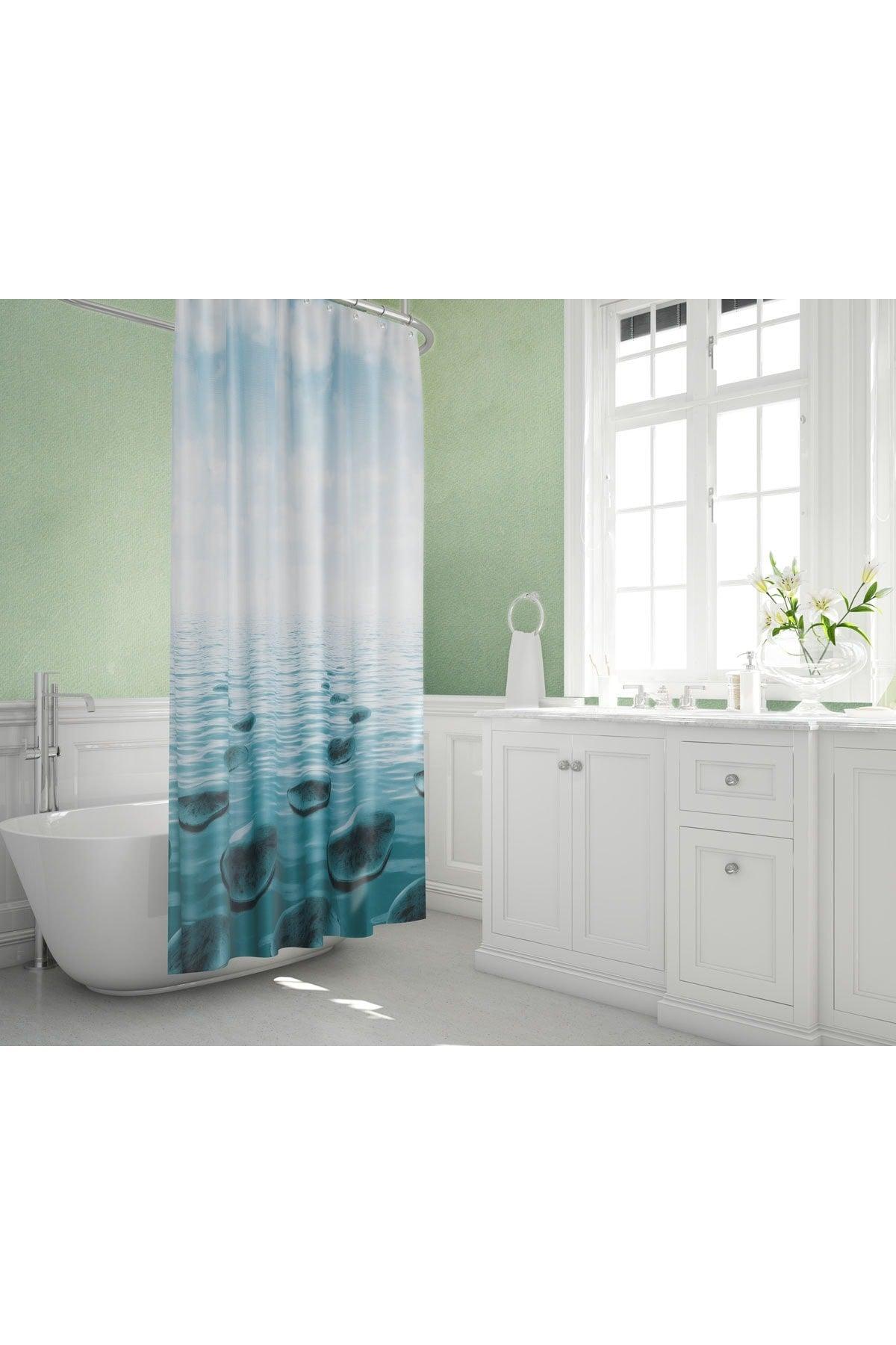 Shower Curtain Mildew Resistant Polyester Fabric Bathroom Curtain Single Sash Bathroom Decoration Curtain 180x200 Cm - Swordslife