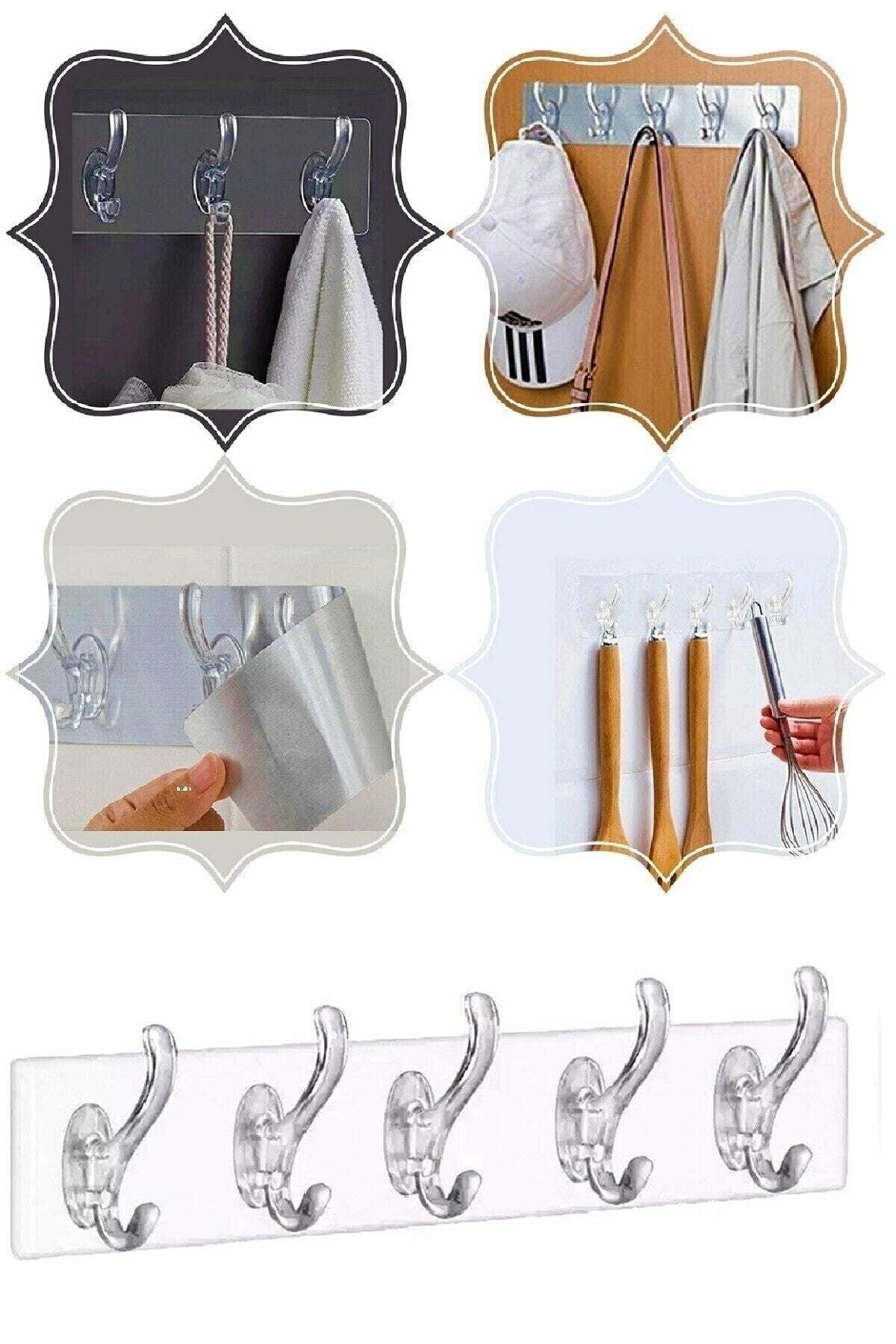 Silicone 5 Pcs 29*7 Transparent Strong Self Adhesive Door Wall Hanger Heavy Load Carrying - Swordslife