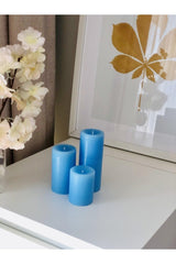 Cylinder Light Blue Scented Long 3 Piece Sandalwood Scented Set Candle - Swordslife