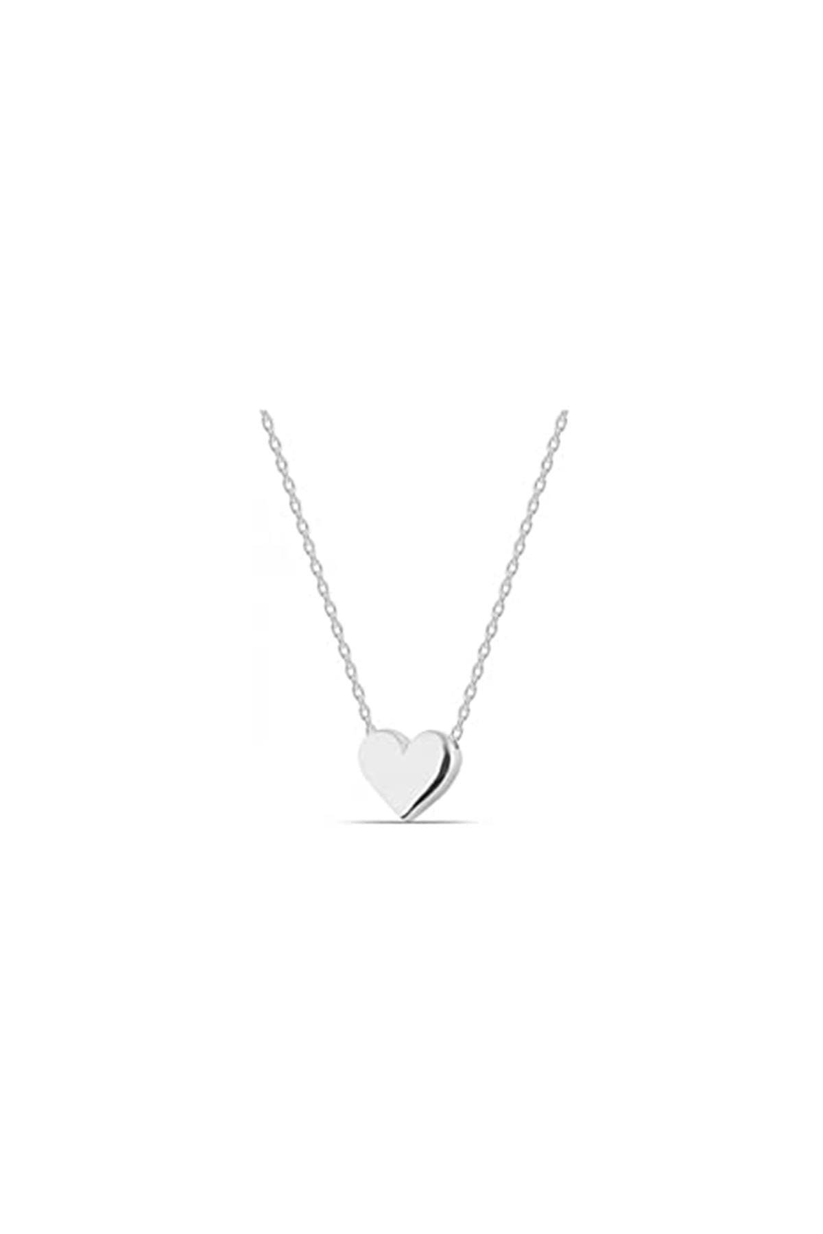Silver Color Stoneless Heart Necklace
