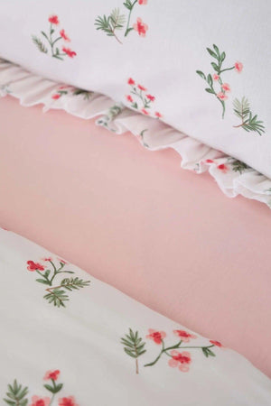 Silvie Red 100% Cotton Ruffled Double Duvet Cover Set - Swordslife