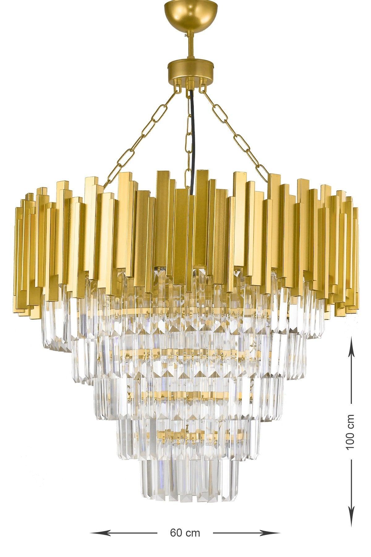 Sima 60 Cm Crystal Glass Stone Luxury Chandelier - (Yellow Gilding) - Swordslife