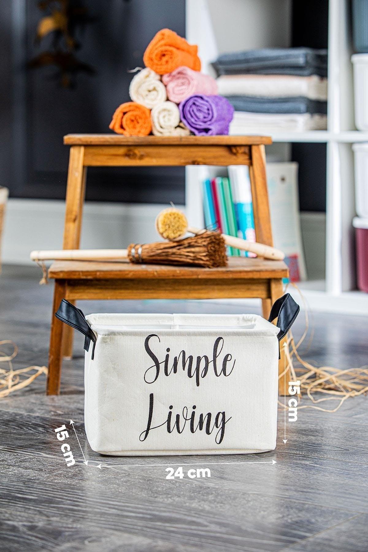 Simple Living Midi Mini Maxi Canvas Rectangular Basket Set of 3 - Swordslife