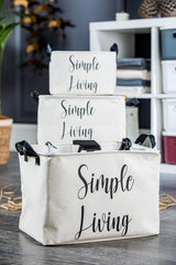 Simple Living Midi Mini Maxi Canvas Rectangular Basket Set of 3 - Swordslife